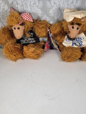Pair of Vintage Alf Hand Stuffed Puppets - Cookin' with Alf and Born to Rock 80s